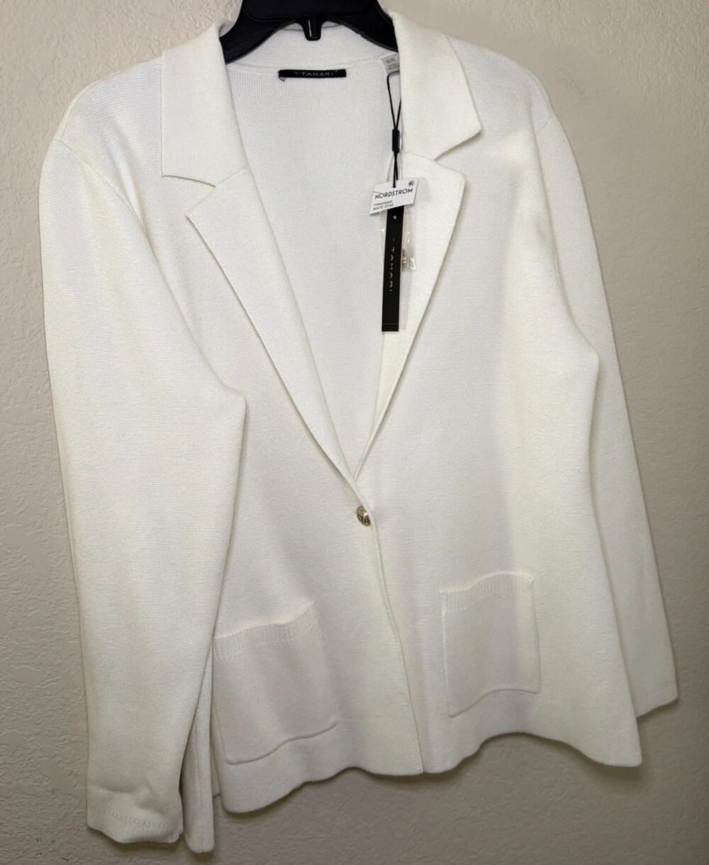 NEW T Tahari Women’s Sweater Blazer Ivory Size XL NWT